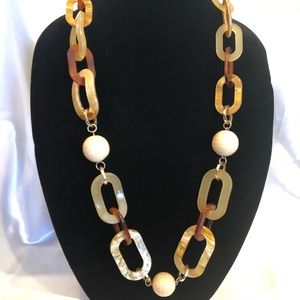 Round Beads w/ Long Multi Tan Color Bead Necklace